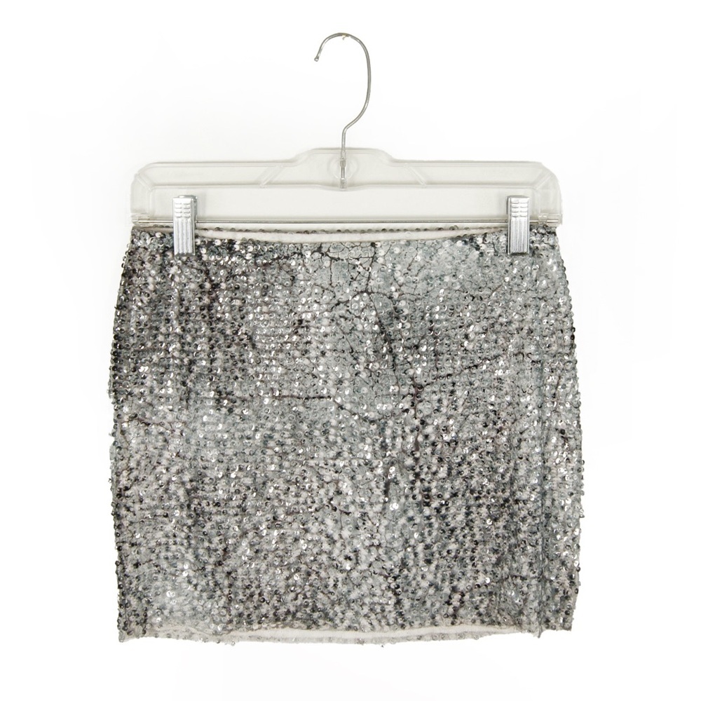 Vintage Y2K Guess Blue Grey Black Sequin Party Grunge Stretch Waist Mini Skirt